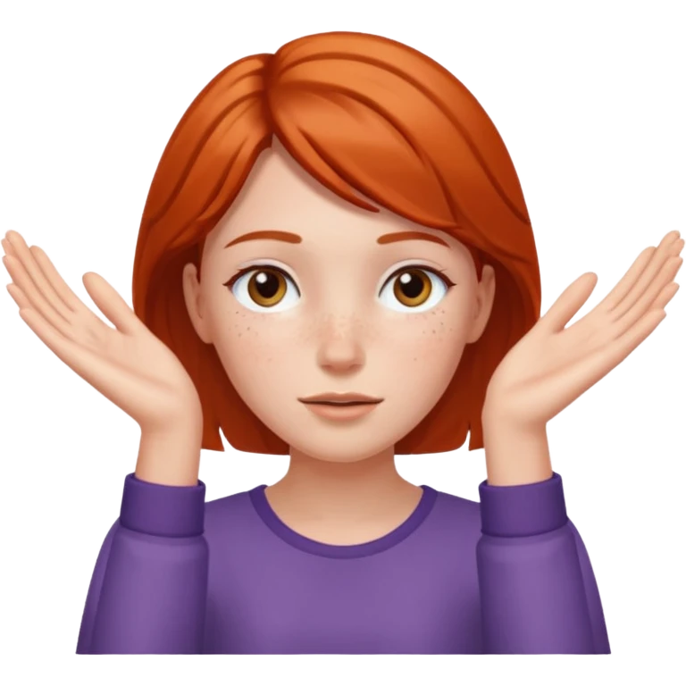 Girl with two hands in front out facing upwards  emoji