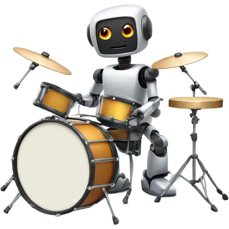 cute robot plays the drum set emoji