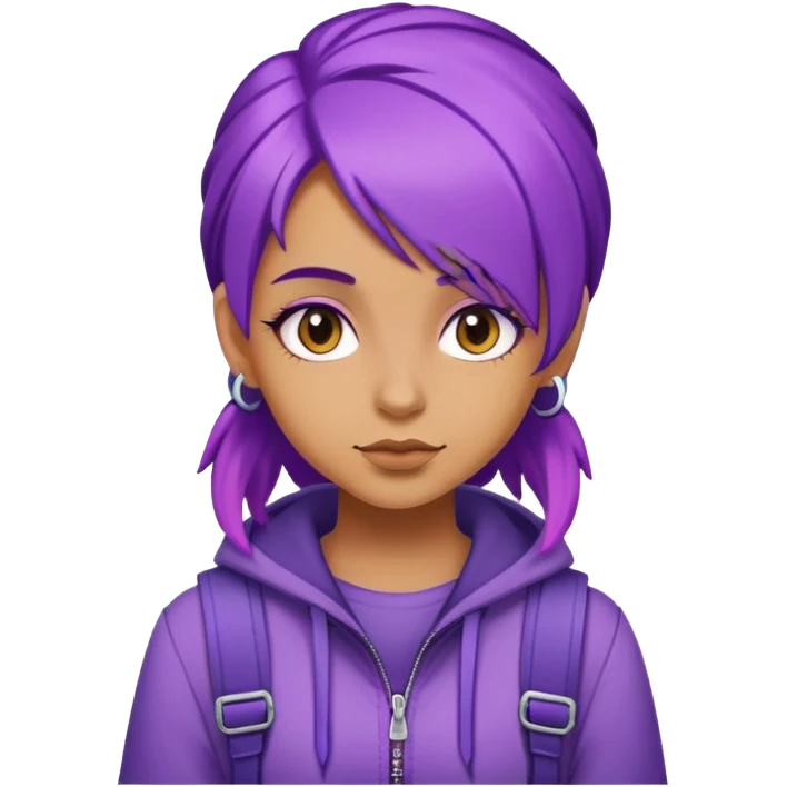 girl with purple hair wearing a cool outfit emoji