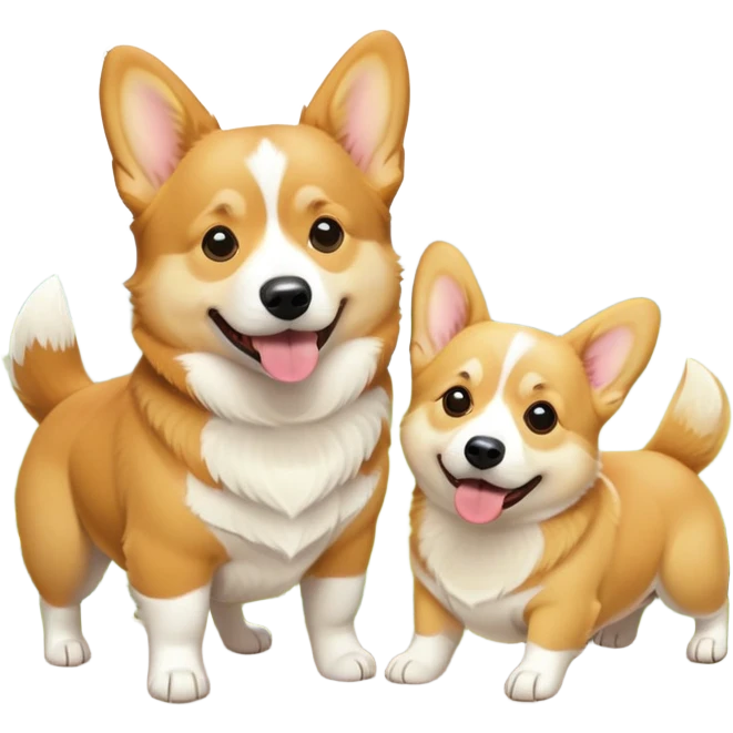 Corgi next to a yellow lab emoji