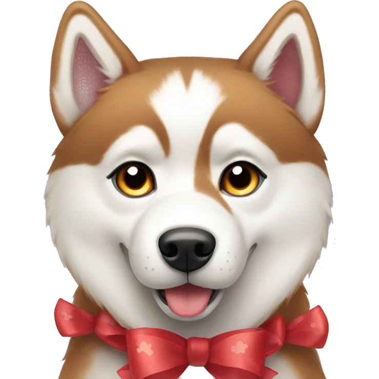 Red Siberian husky with bows emoji