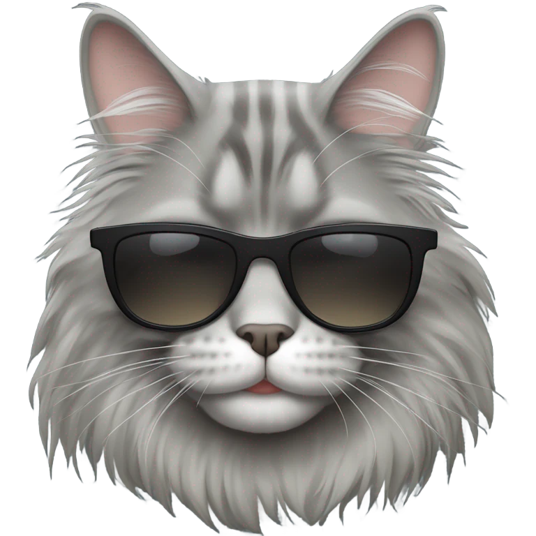 Grey Mainecoon cat with sunglasses emoji