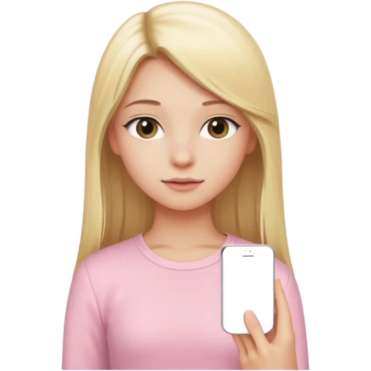 girl in light pink clothes, blonde with long straight hair, half sideways pose emoji