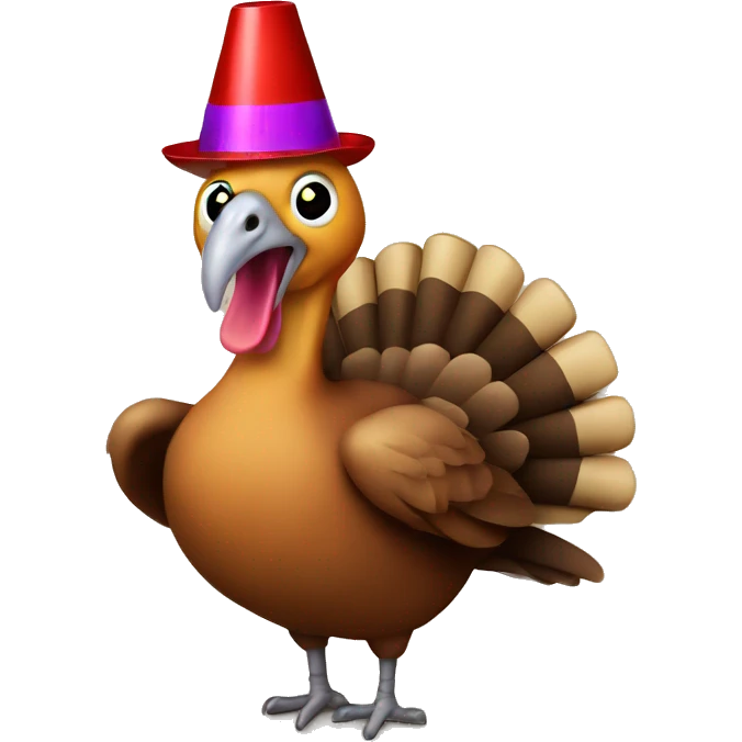 Turkey with a party hat emoji