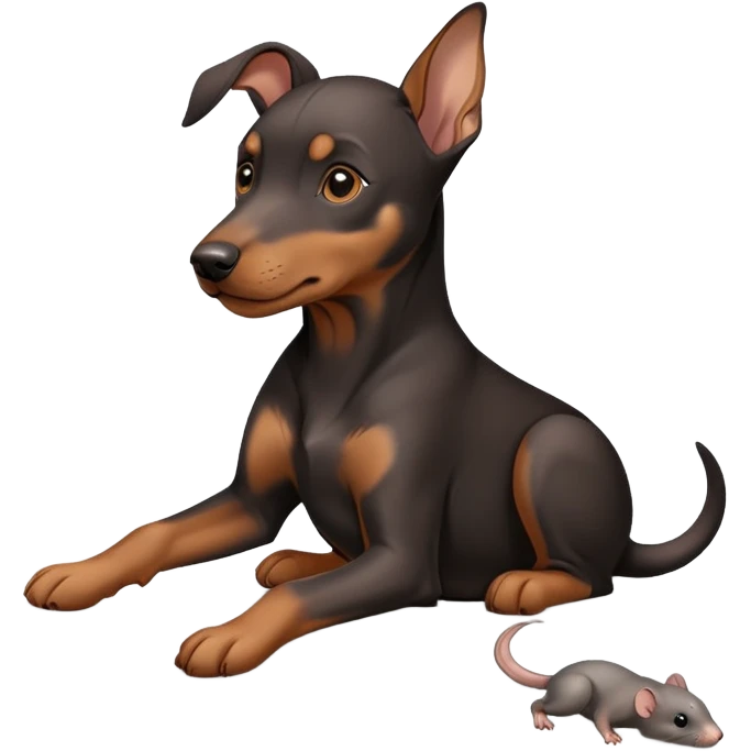 Dobermann puppy falling rat emoji