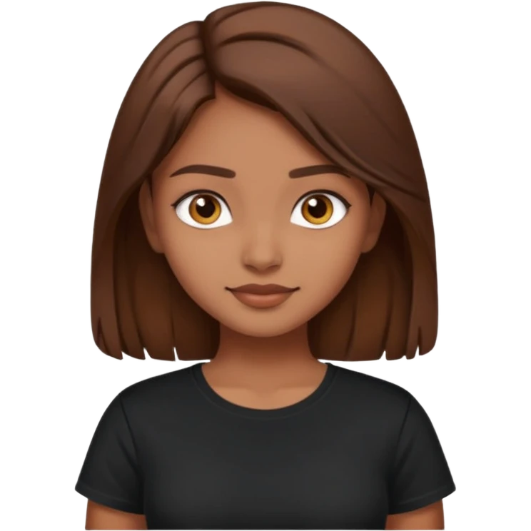 a pretty fair indian bratz girl with brown hair. with a black tshirt emoji