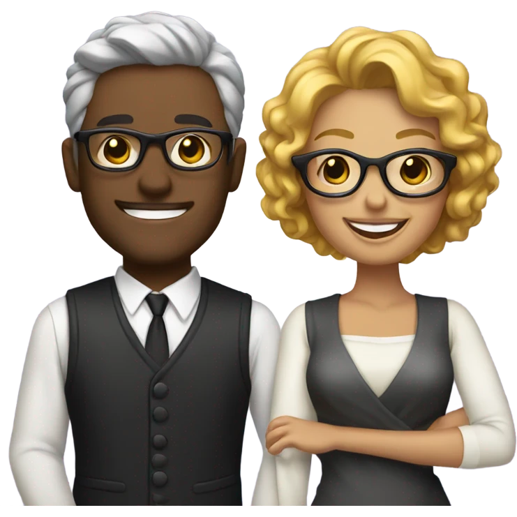 smiling couple in stylish attire emoji