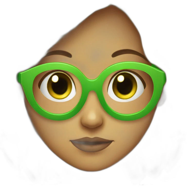 Girl with green alien glasses emoji