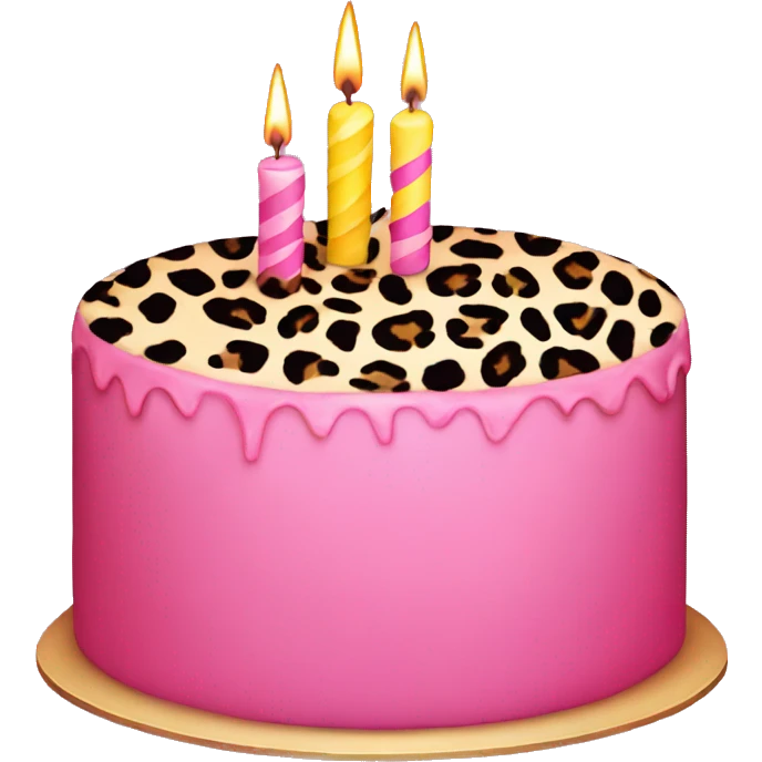 Pink Birthday cake with Leopard Print  emoji