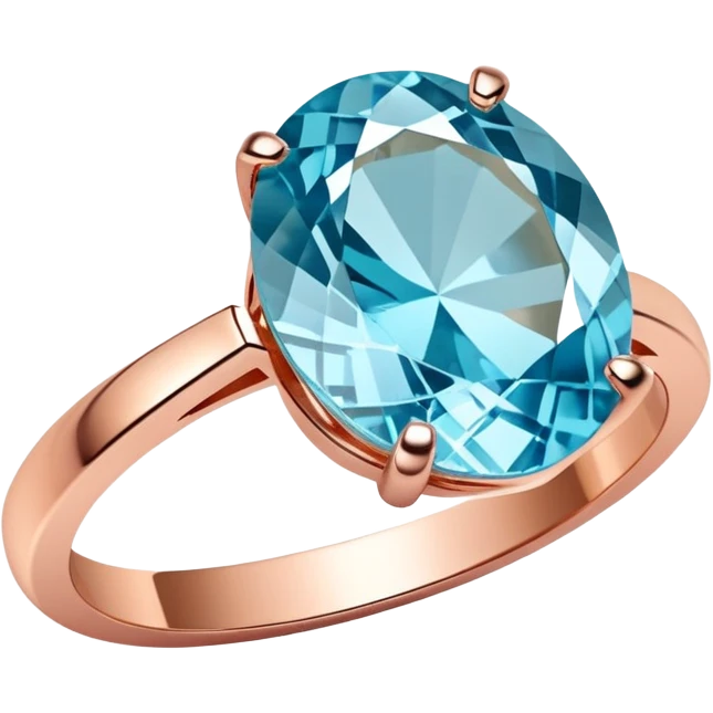Aquamarine stone in a rose gold ring emoji