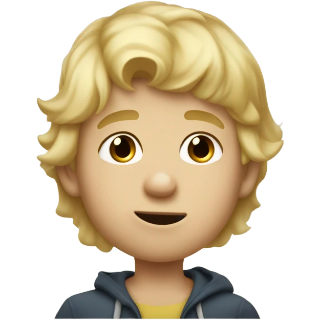 Blonde hair boy with finger up nose and boogers coming out emoji
