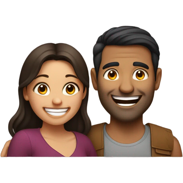 Thick brunette girl laughing with Indian man  emoji