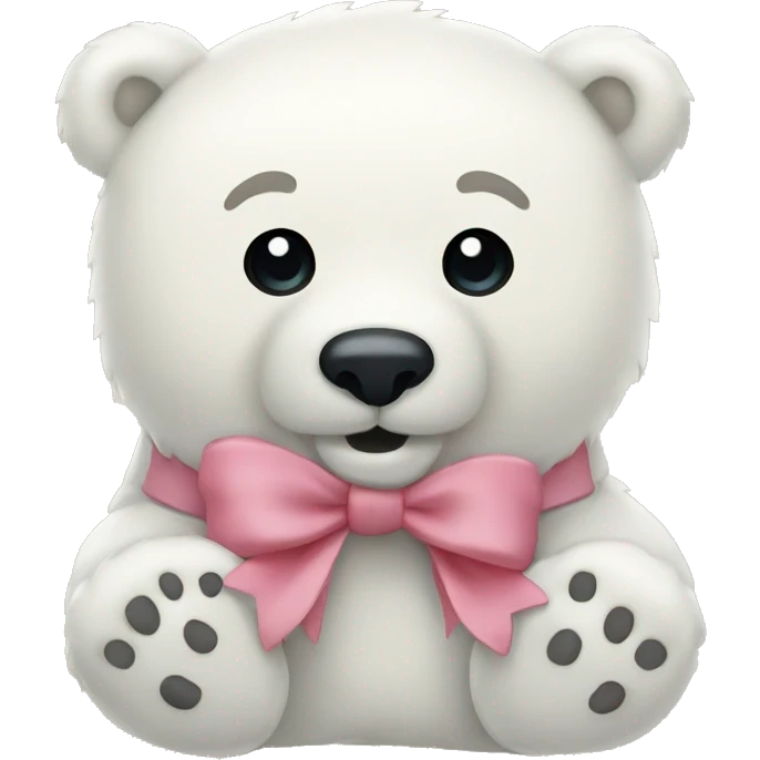 Polar bear stuffed animal cute bow emoji