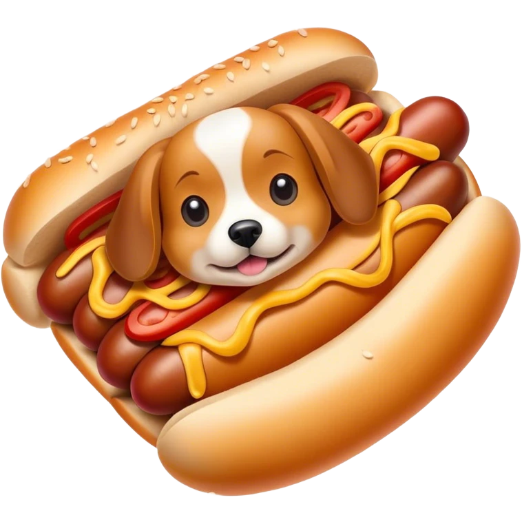 A dog inside a hotdog emoji
