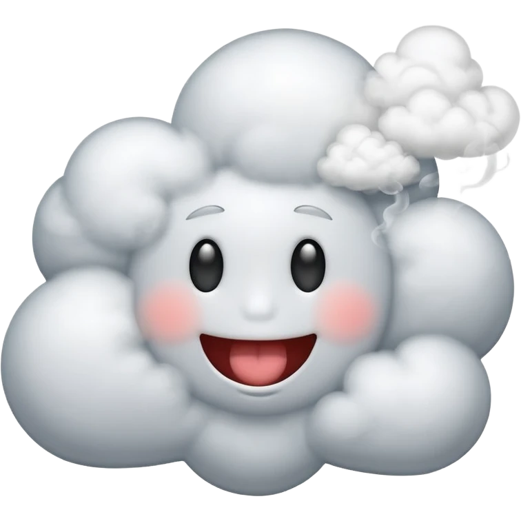 Cloud with smiley face and smoke aura emoji