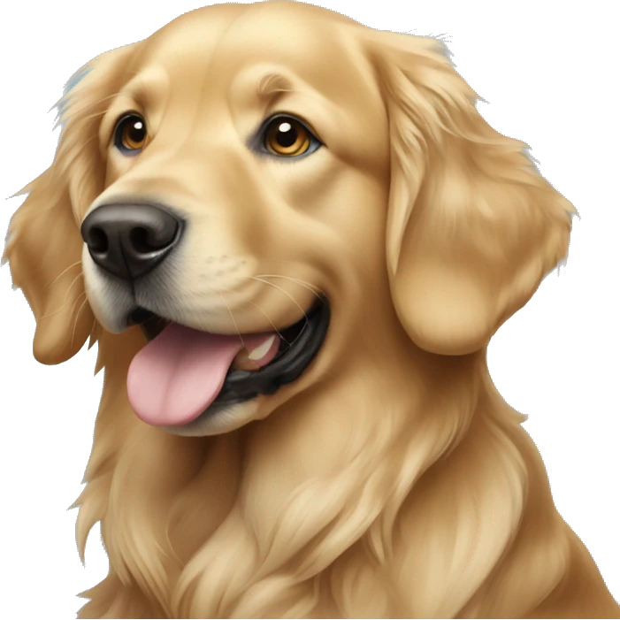 Golden retriever with blue hot emoji