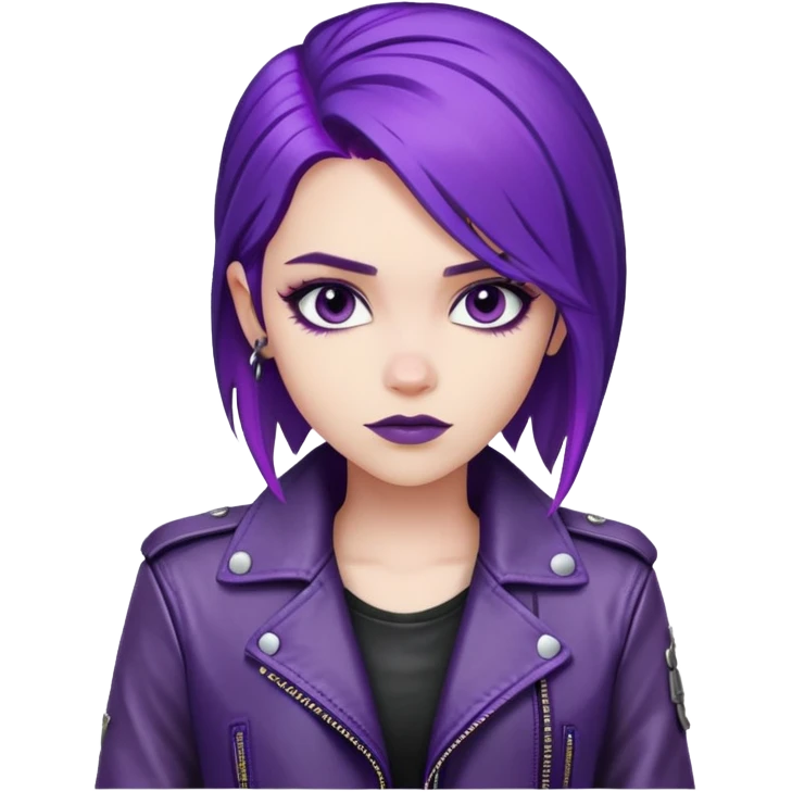 Mal from Descendants, purple hair, leather jacket, edgy style emoji