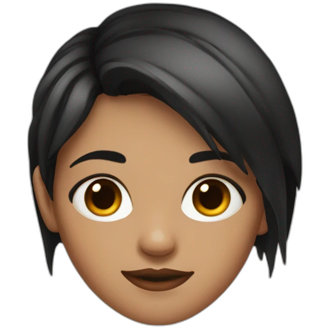 brown eyed girl, half dyed hair red and black emoji