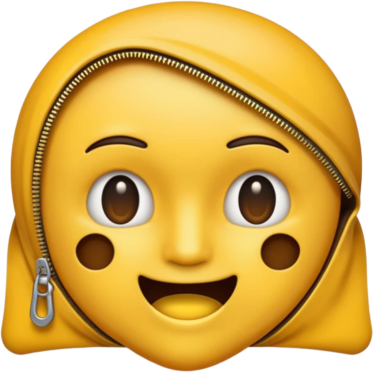 A zipper face. Half yellow half brown. No background. Make it look like an emoji emoji