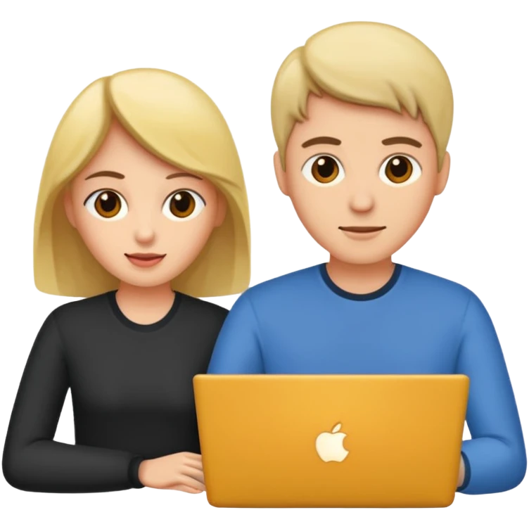 two people, woman and men using laptop emoji