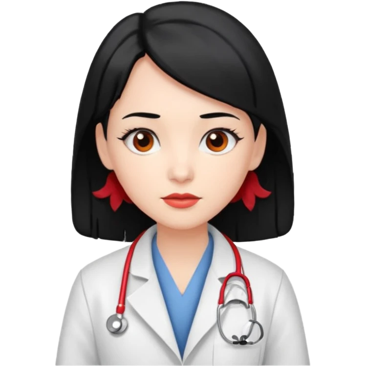 doctor with black hair and red hairclips  emoji