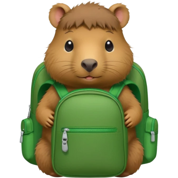 baby capybara wear green backpack emoji