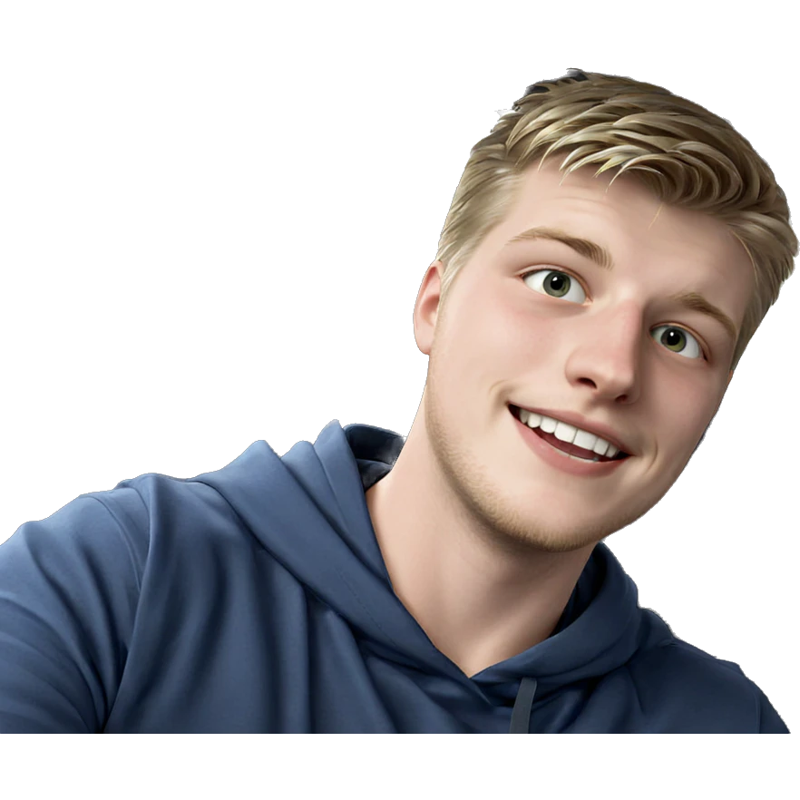 blonde boy smiling in car emoji