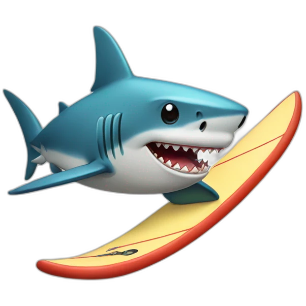 Shark on a surf board emoji