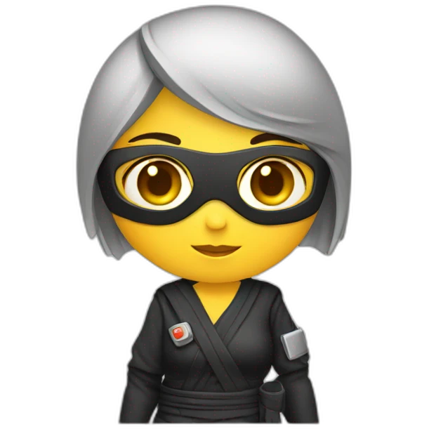 cute woman ninja programmer with computer emoji