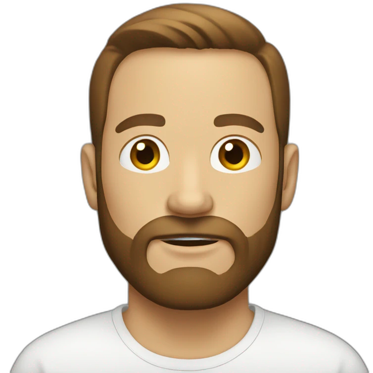 bold white man with brown beard emoji