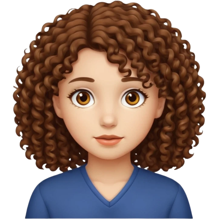 Chica con cabello chino mediano piel blanca ojos cafés  emoji