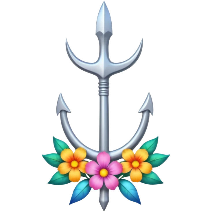 un trident normal juste il y a des fleurs entoure emoji
