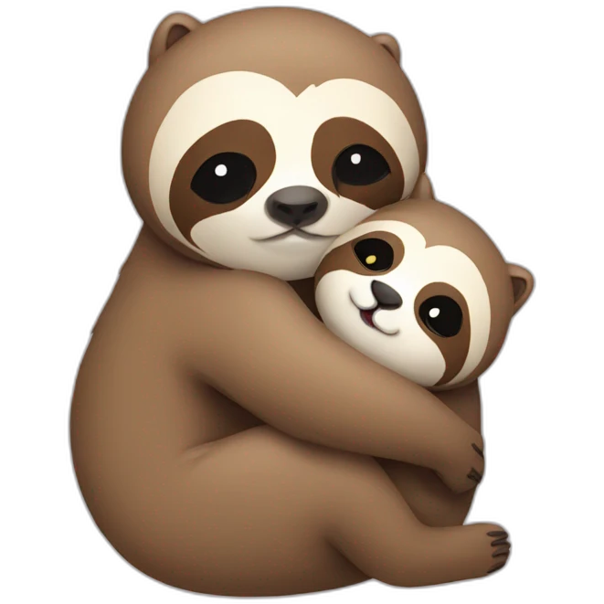 sloth hugging a cat emoji