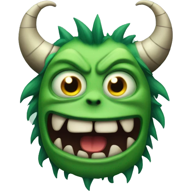 An evil green monster with horns. emoji