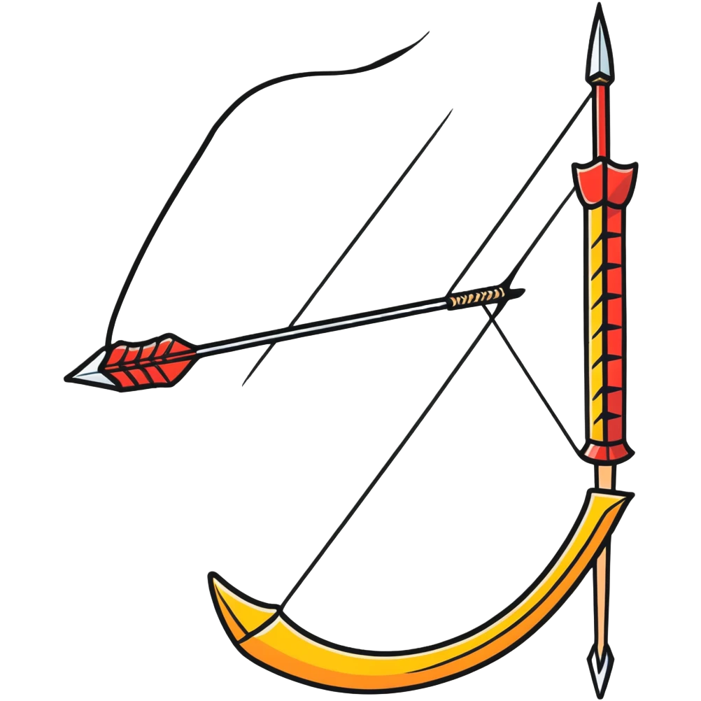 arco y flecha, cartoonish sticker style emoji