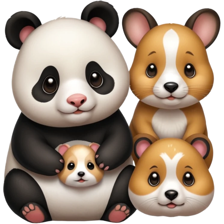 A panda, hamster and a puppy in one frame emoji