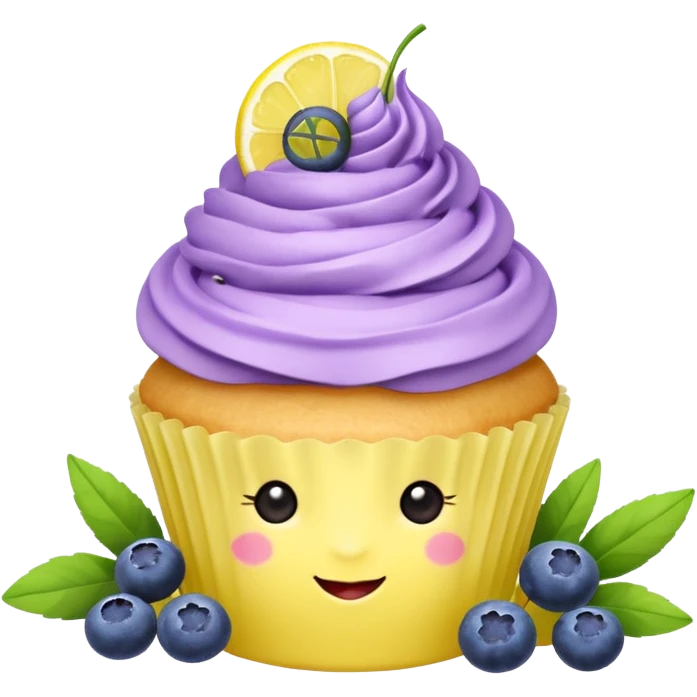 Lemonade cupcake with sprig of lavender & blueberry on top emoji