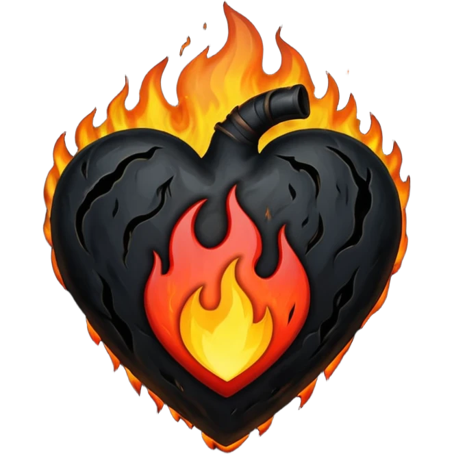 heart with black flame and shadow emoji