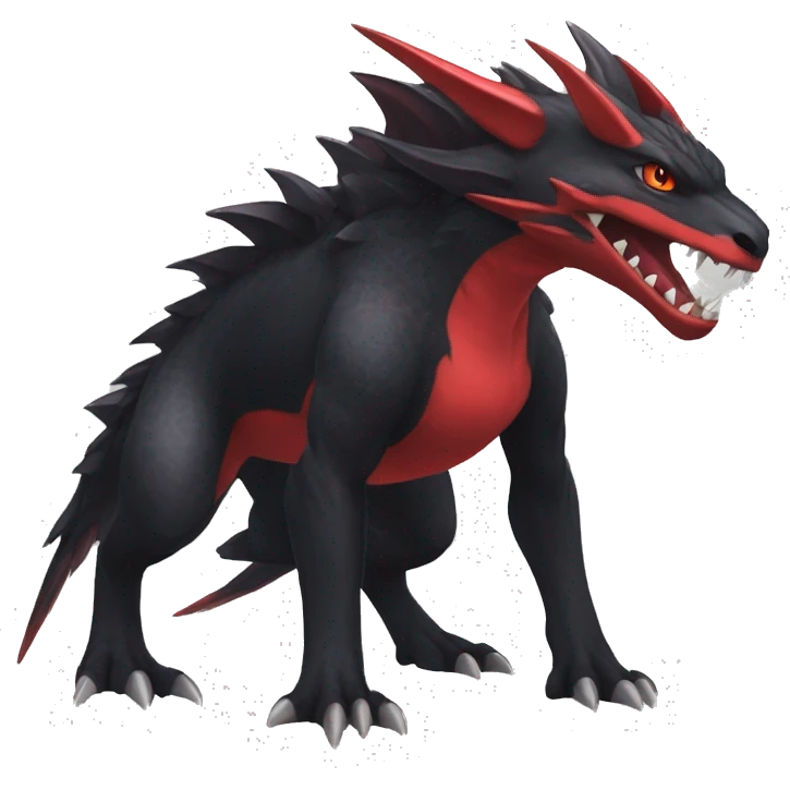cool edgy black and red Dark-type nargacuga Pokémon full body emoji