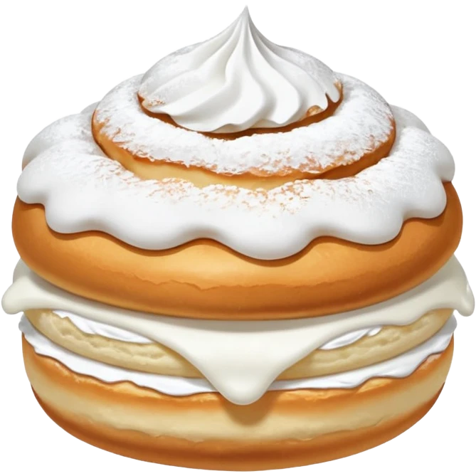 semla bun with fluffy cream in the middle and powdered sugar the top bun emoji