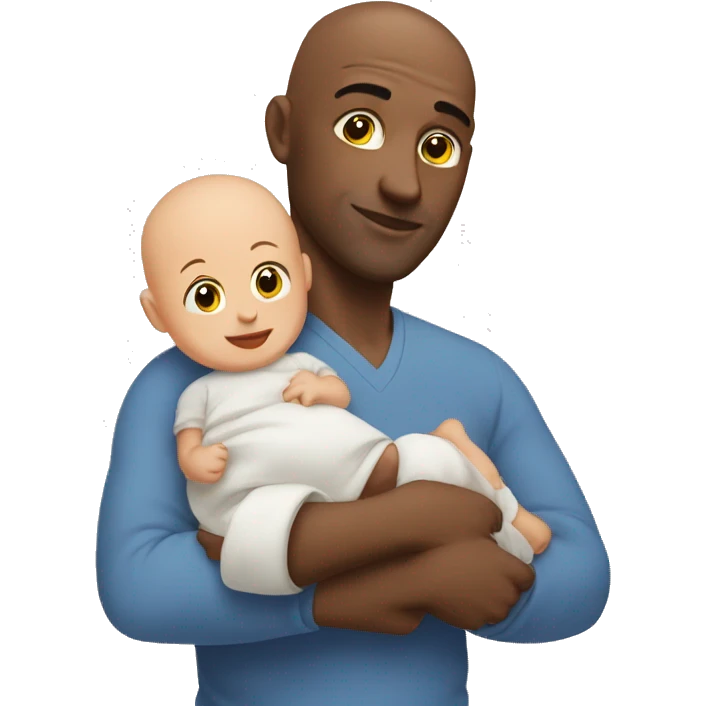 bald man with baby in his arms emoji