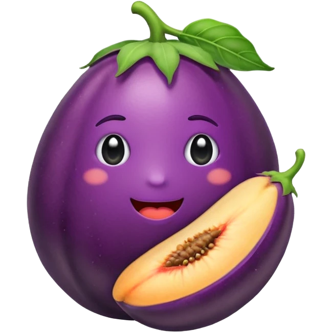 Egg plant inside a peach emoji