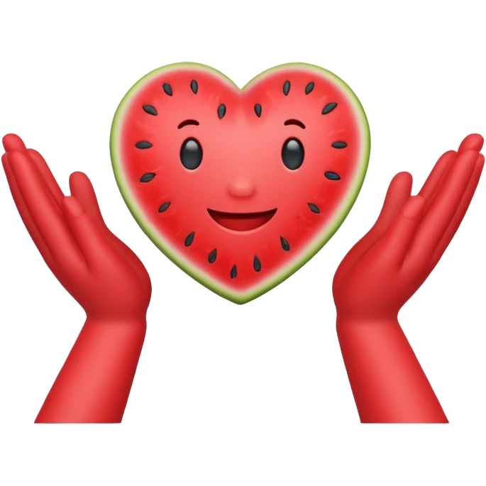 emoji of watermelon-red heart with giving hands emoji