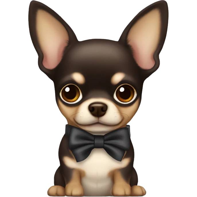 Chihuahua dark Brown With a bow  emoji