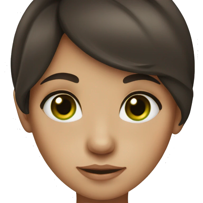 Dark brown hair girl with green eyes emoji