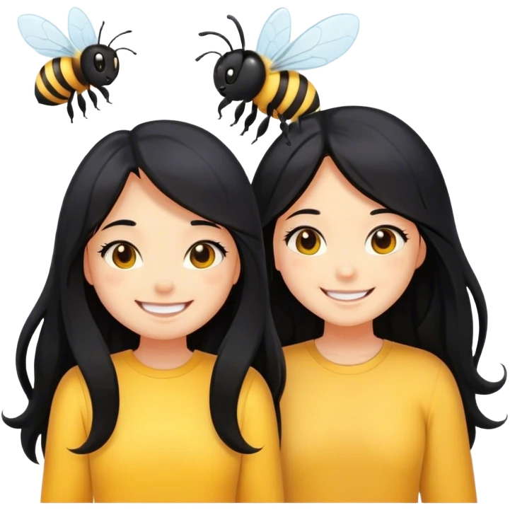 bee who is best friends with a girl with long black hair  emoji