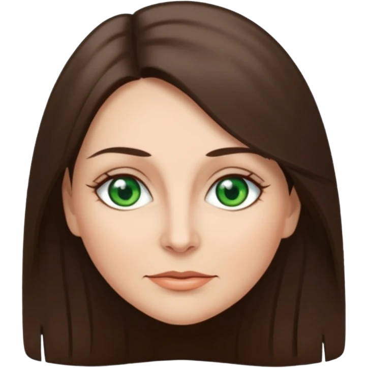 middle age woman with green eyes and long straight ashy brown hair  emoji