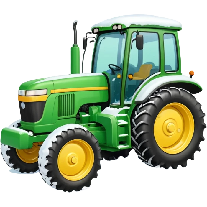 Bigger Green tractor with yellow blade pushing snow emoji