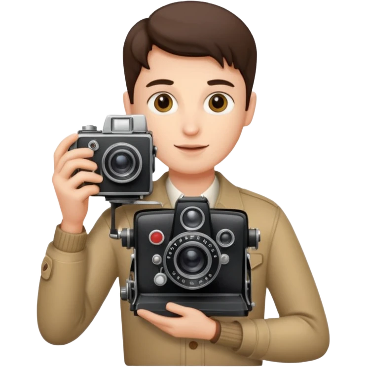 Photographer with vintage film camera,single camera emoji