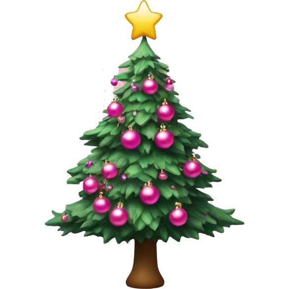 christmas tree with pink ornaments  emoji